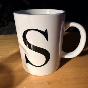 White Norfolk Ceramic Monogram 'S' Coffee Mug